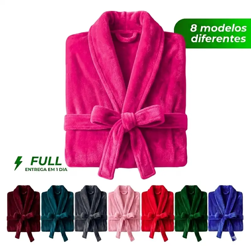 Roupão Microfibra Plush Adulto Unissex Frio Inverno Super Macio Várias Cores